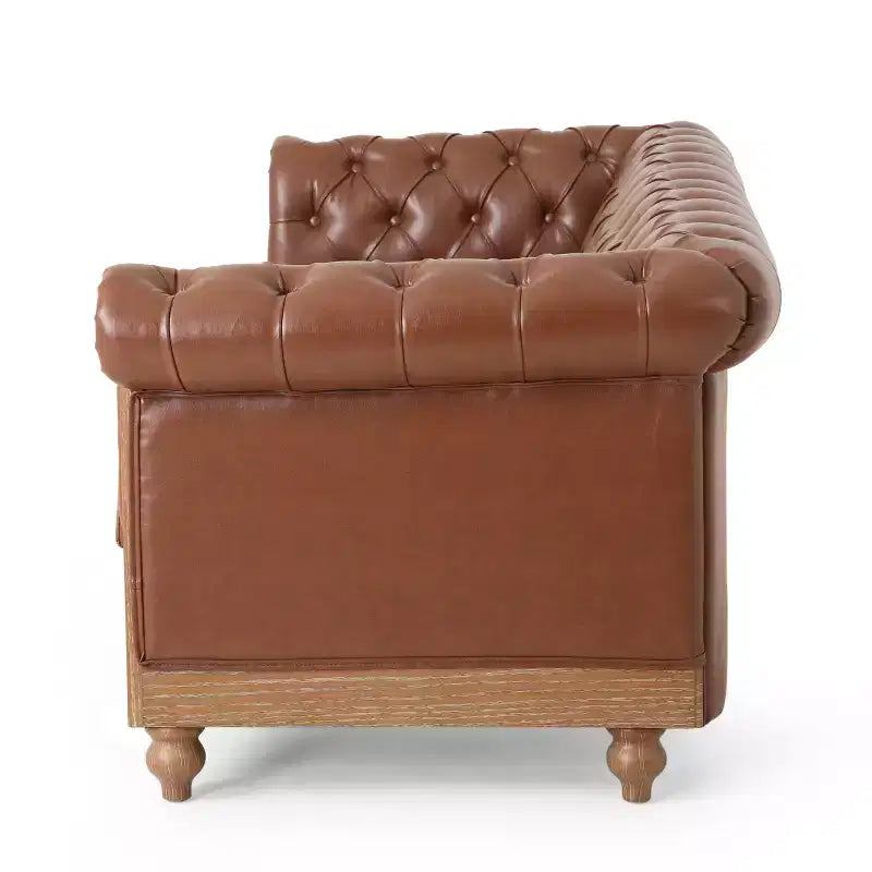 Divano a 3 Posti 79W, Divano Imbottito Vintage in Legno con Bottoni -Christopher Knight Home