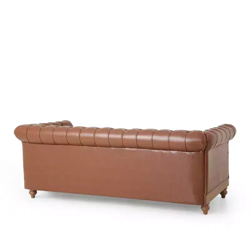 Divano a 3 Posti 79W, Divano Imbottito Vintage in Legno con Bottoni -Christopher Knight Home