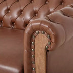 Divano a 3 Posti 79W, Divano Imbottito Vintage in Legno con Bottoni -Christopher Knight Home