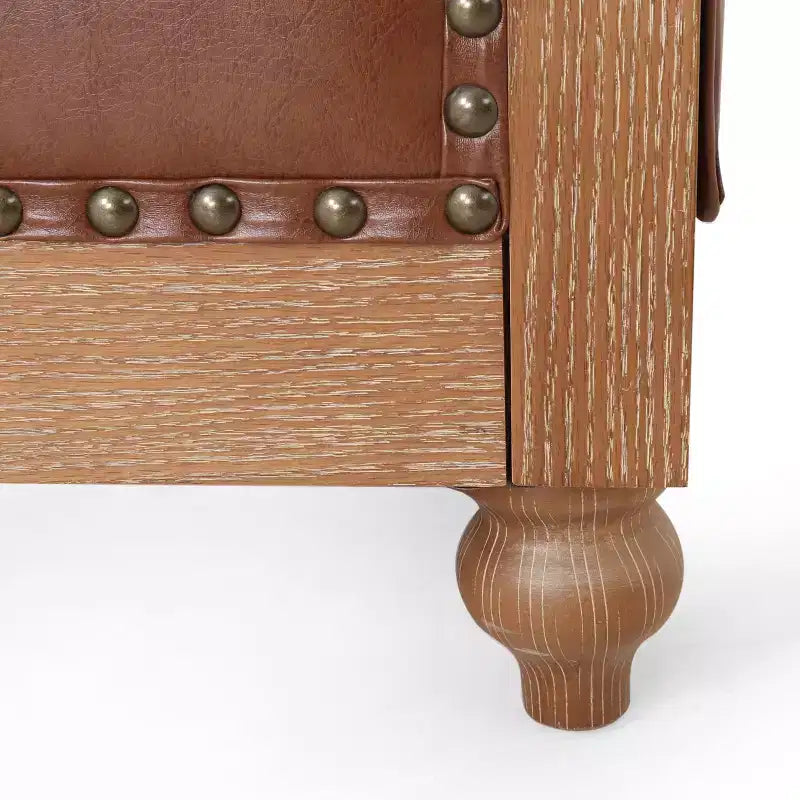 Divano a 3 Posti 79W, Divano Imbottito Vintage in Legno con Bottoni -Christopher Knight Home