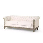 Divano a 3 Posti 79W, Divano Imbottito Vintage in Legno con Bottoni -Christopher Knight Home