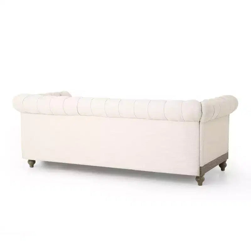 Divano a 3 Posti 79W, Divano Imbottito Vintage in Legno con Bottoni -Christopher Knight Home