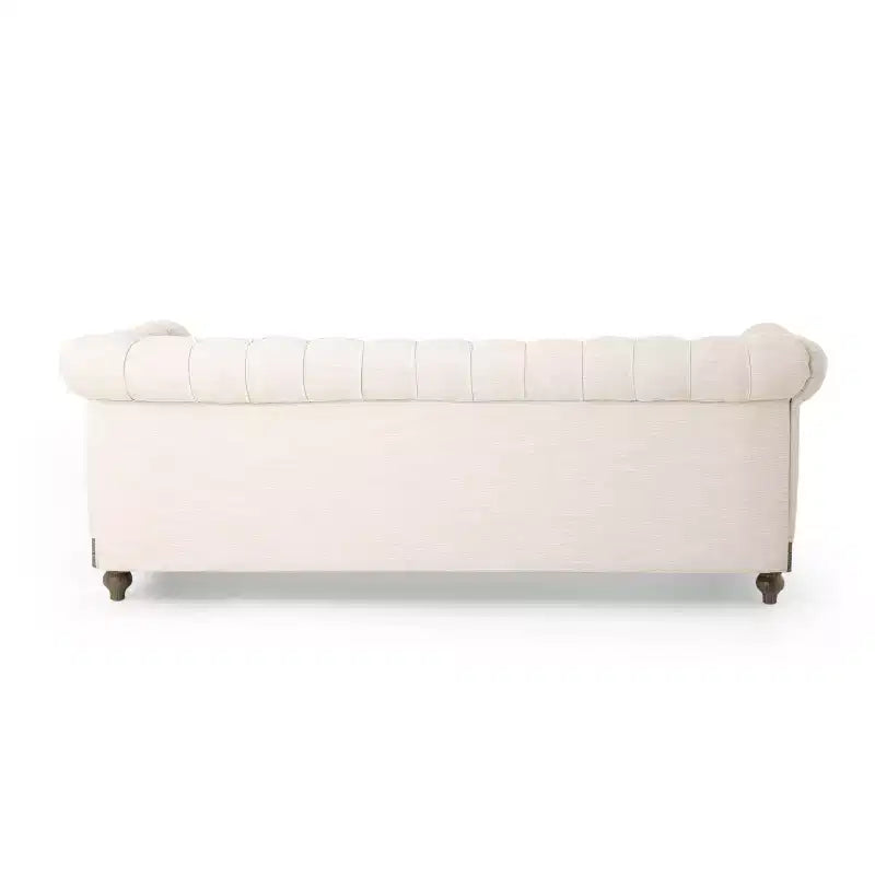 Divano a 3 Posti 79W, Divano Imbottito Vintage in Legno con Bottoni -Christopher Knight Home