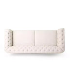 Divano a 3 Posti 79W, Divano Imbottito Vintage in Legno con Bottoni -Christopher Knight Home