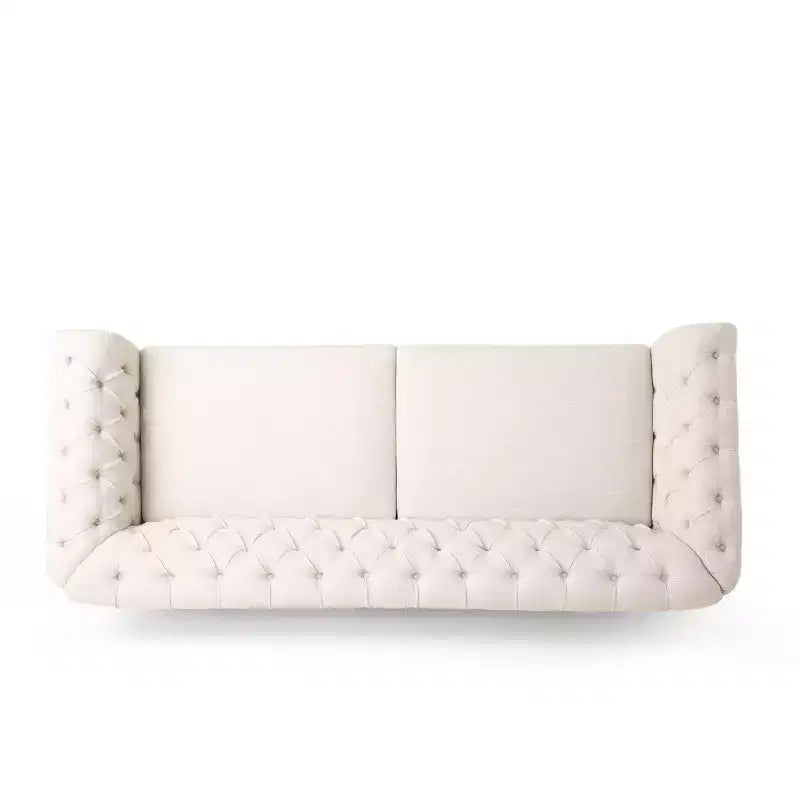 Divano a 3 Posti 79W, Divano Imbottito Vintage in Legno con Bottoni -Christopher Knight Home
