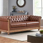 Divano a 3 Posti 79W, Divano Imbottito Vintage in Legno con Bottoni -Christopher Knight Home