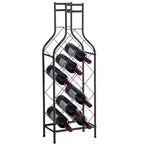 Kings Brand Furniture Porta Bottiglie da Vino in Metallo a 12 Bottiglie da Terra con Supporto a Forma di Bottiglia per Liquori, Peltro