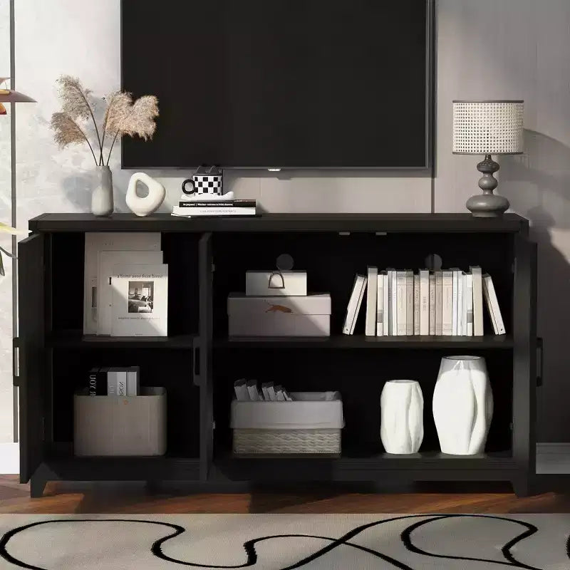 Mobile TV moderno 59W, console TV, centro di intrattenimento con ampio spazio di archiviazione e ripiani regolabili per TV fino a 65 pollici - ModernLuxe