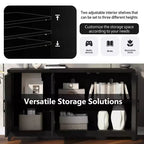 Mobile TV moderno 59W, console TV, centro di intrattenimento con ampio spazio di archiviazione e ripiani regolabili per TV fino a 65 pollici - ModernLuxe