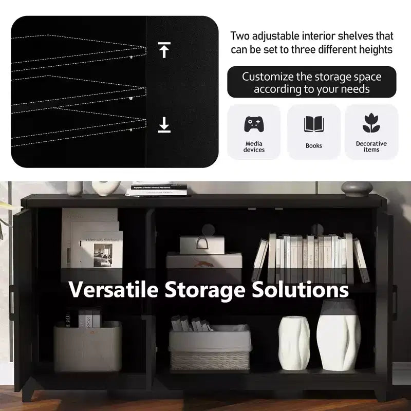Mobile TV moderno 59W, console TV, centro di intrattenimento con ampio spazio di archiviazione e ripiani regolabili per TV fino a 65 pollici - ModernLuxe
