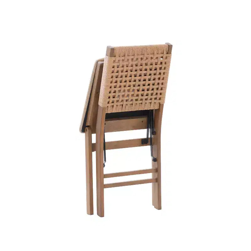 Sedia Pieghevole Moderna di Metà Secolo Linon Set di 2 con Schienale Intrecciato e Sedile Imbottito Valley, Colore Naturale