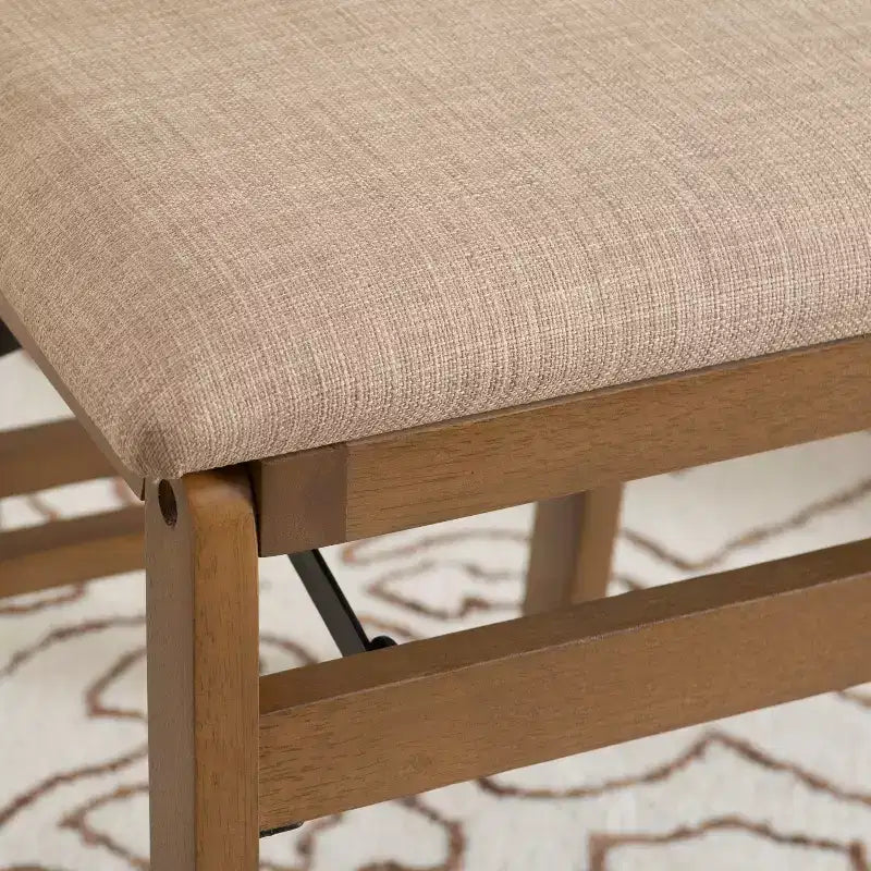 Sedia Pieghevole Moderna di Metà Secolo Linon Set di 2 con Schienale Intrecciato e Sedile Imbottito Valley, Colore Naturale