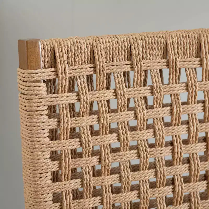 Sedia Pieghevole Moderna di Metà Secolo Linon Set di 2 con Schienale Intrecciato e Sedile Imbottito Valley, Colore Naturale