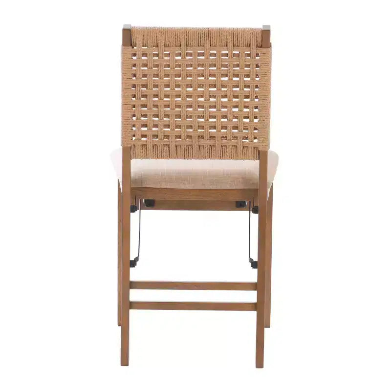 Sedia Pieghevole Moderna di Metà Secolo Linon Set di 2 con Schienale Intrecciato e Sedile Imbottito Valley, Colore Naturale