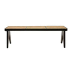 East at Main Panca Franco Nera da 55": Rattan Intrecciato a Mano, Base in Legno di Mango, Forma Rettangolare, Non Imbottita