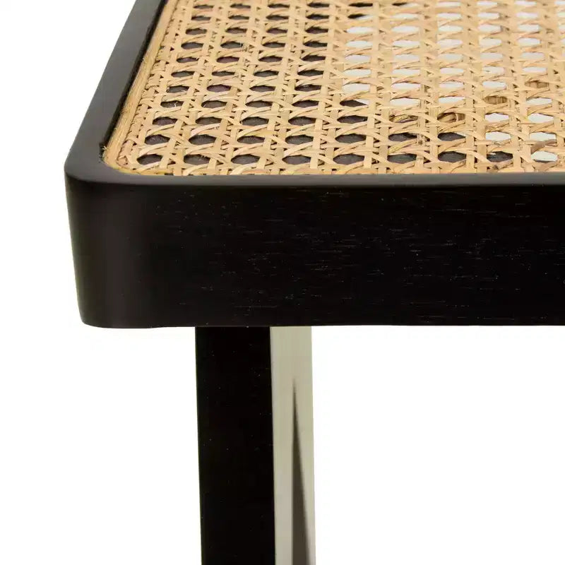 East at Main Panca Franco Nera da 55": Rattan Intrecciato a Mano, Base in Legno di Mango, Forma Rettangolare, Non Imbottita