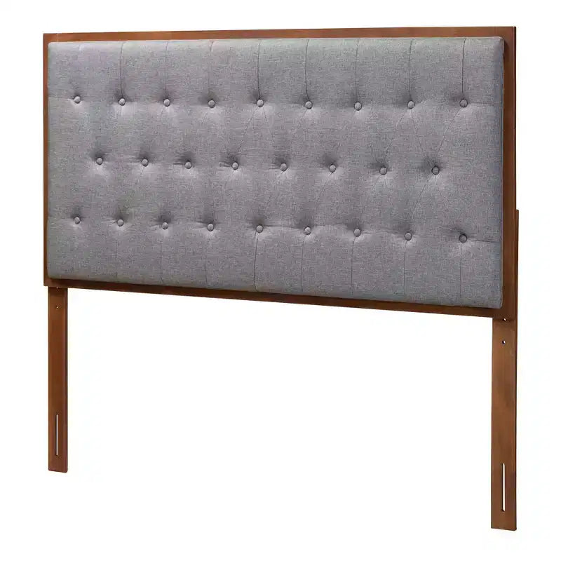Baxton Studio Baxton Studio Testata Letto King Harumi Tessuto e Legno Grigio/Noce Marrone
