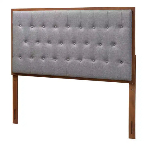Baxton Studio Baxton Studio Testata Letto King Harumi Tessuto e Legno Grigio/Noce Marrone