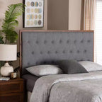 Baxton Studio Baxton Studio Testata Letto King Harumi Tessuto e Legno Grigio/Noce Marrone
