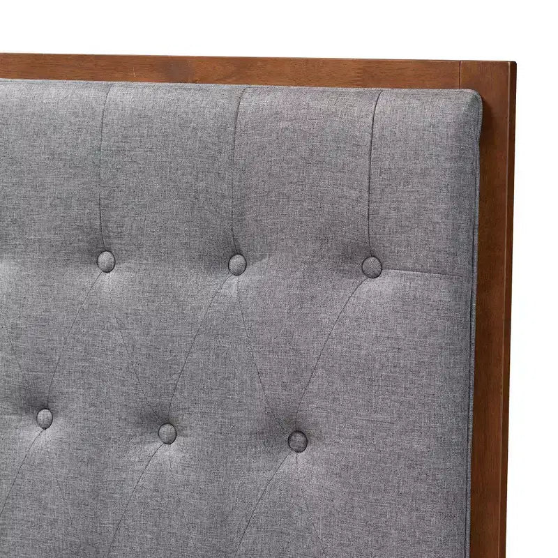 Baxton Studio Baxton Studio Testata Letto King Harumi Tessuto e Legno Grigio/Noce Marrone
