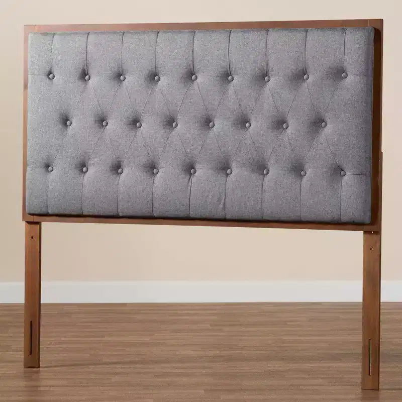 Baxton Studio Baxton Studio Testata Letto King Harumi Tessuto e Legno Grigio/Noce Marrone