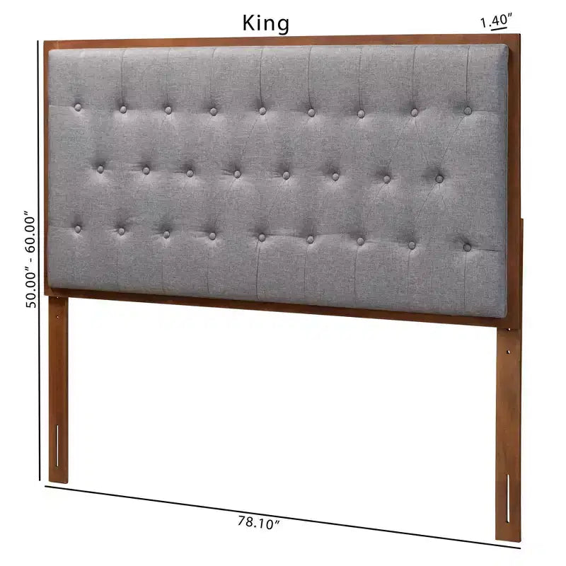 Baxton Studio Baxton Studio Testata Letto King Harumi Tessuto e Legno Grigio/Noce Marrone