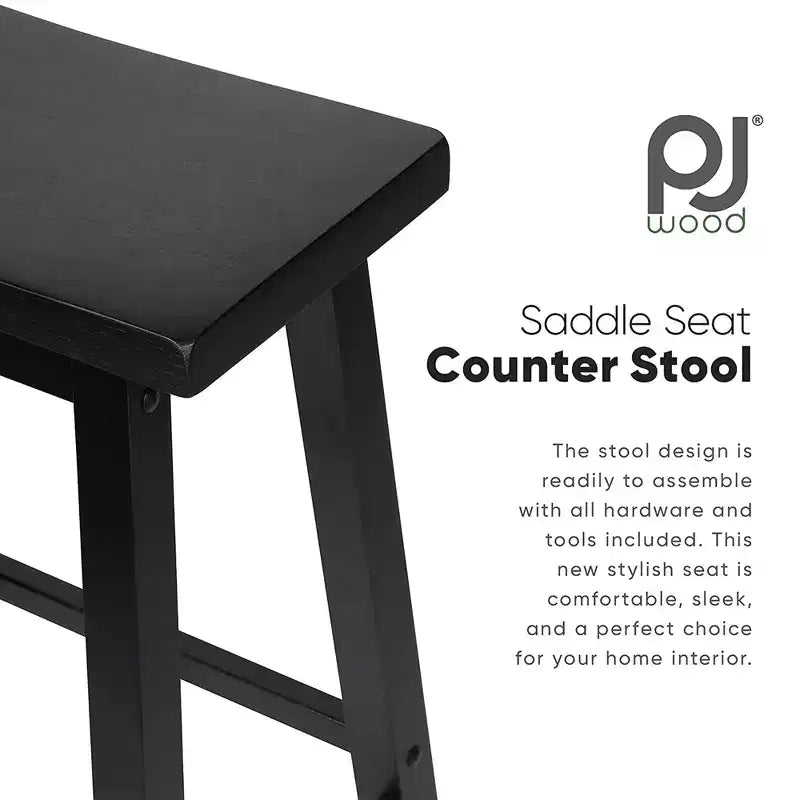 Sgabelli da cucina PJ Wood Classic Saddle Seat da 29 pollici, neri (confezione da 10)