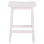 Sgabelli da cucina PJ Wood Classic Saddle-Seat da 60 cm per case, sale da pranzo e bar, senza schienale, con 4 gambe quadre, bianchi (confezione da 4)