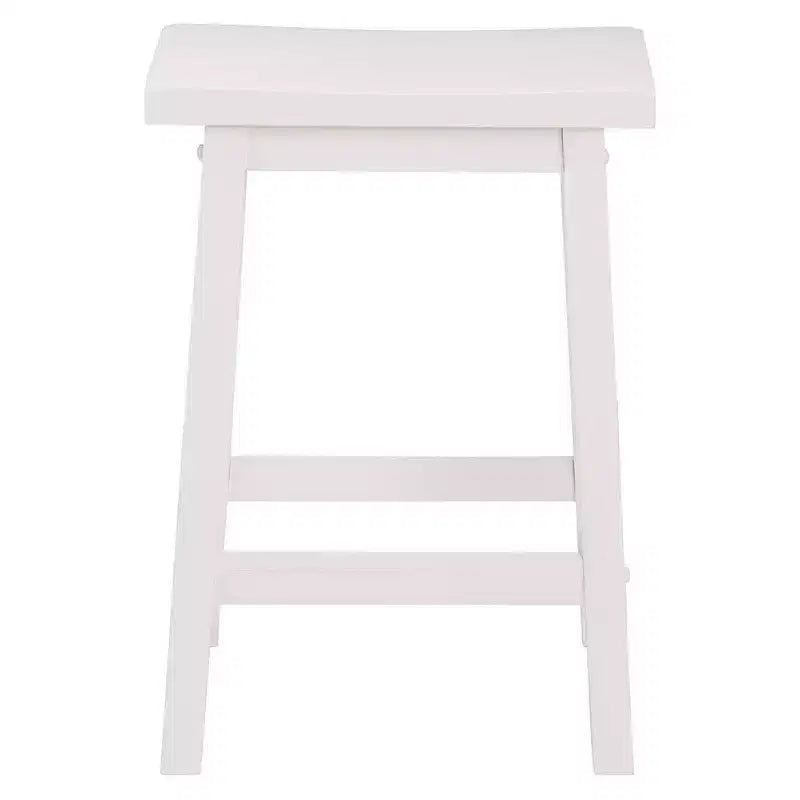 Sgabelli da cucina PJ Wood Classic Saddle-Seat da 60 cm per case, sale da pranzo e bar, senza schienale, con 4 gambe quadre, bianchi (confezione da 4)