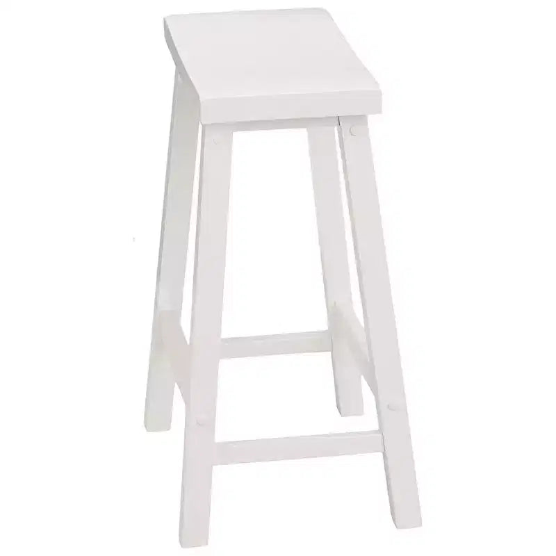 Sgabelli da cucina PJ Wood Classic Saddle-Seat da 60 cm per case, sale da pranzo e bar, senza schienale, con 4 gambe quadre, bianchi (confezione da 4)