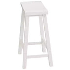 Sgabelli da cucina PJ Wood Classic Saddle-Seat da 60 cm per case, sale da pranzo e bar, senza schienale, con 4 gambe quadre, bianchi (confezione da 4)