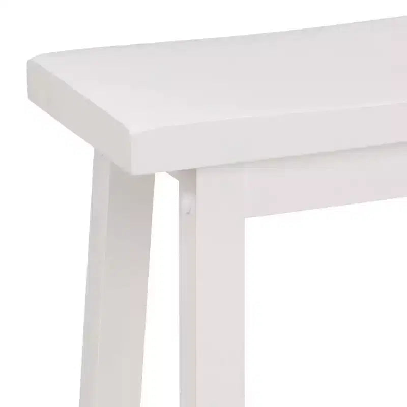 Sgabelli da cucina PJ Wood Classic Saddle-Seat da 60 cm per case, sale da pranzo e bar, senza schienale, con 4 gambe quadre, bianchi (confezione da 4)