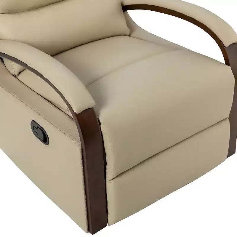 Poltrona reclinabile manuale girevole e a dondolo Clemens in vera pelle con braccioli decorativi curvi, set da 2 | ART OF LIVING DESIGNS
