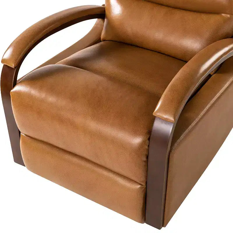 Poltrona reclinabile manuale girevole e a dondolo Clemens in vera pelle con braccioli decorativi curvi, set da 2 | ART OF LIVING DESIGNS