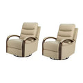 Poltrona reclinabile manuale girevole e a dondolo Clemens in vera pelle con braccioli decorativi curvi, set da 2 | ART OF LIVING DESIGNS