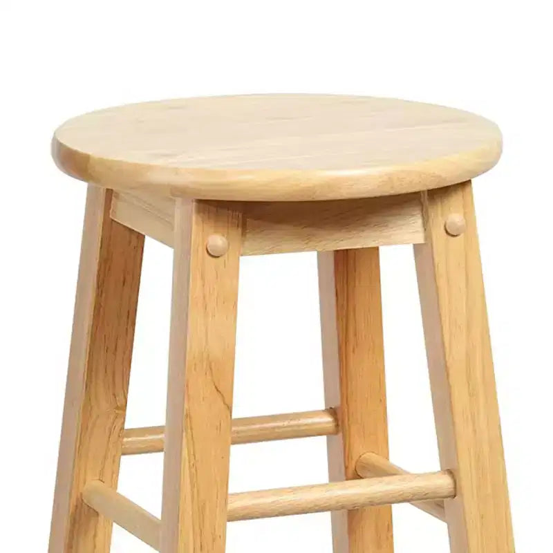 Sgabelli da cucina alti 29" PJ Wood Classic con sedile rotondo per case, sale da pranzo e bar, senza schienale e con 4 gambe quadre, naturale (set da 8)