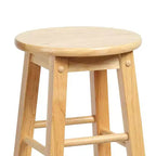 Sgabelli da cucina alti 29" PJ Wood Classic con sedile rotondo per case, sale da pranzo e bar, senza schienale e con 4 gambe quadre, naturale (set da 8)