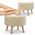 Sgabello rotondo in pelliccia sintetica Cheer Collection 17 (bianco)