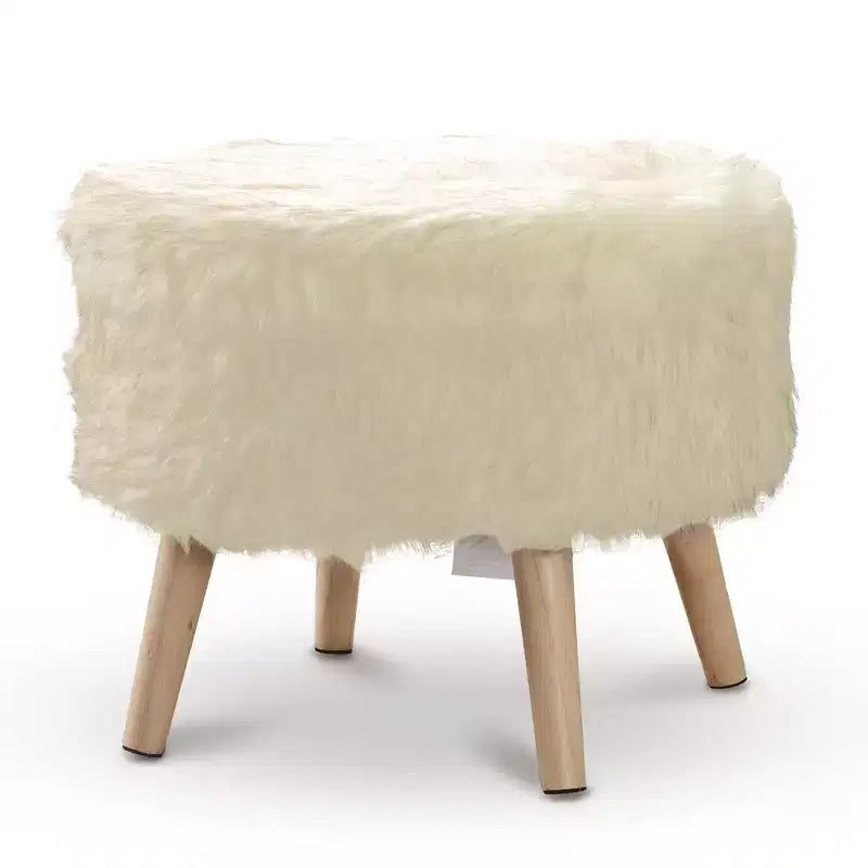 Sgabello rotondo in pelliccia sintetica Cheer Collection 17 (bianco)