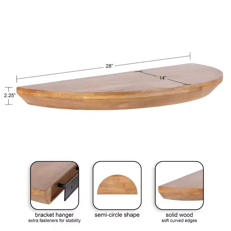 Console tavolo galleggiante in legno a semicerchio Kate and Laurel Colter, 28x3x14, naturale
