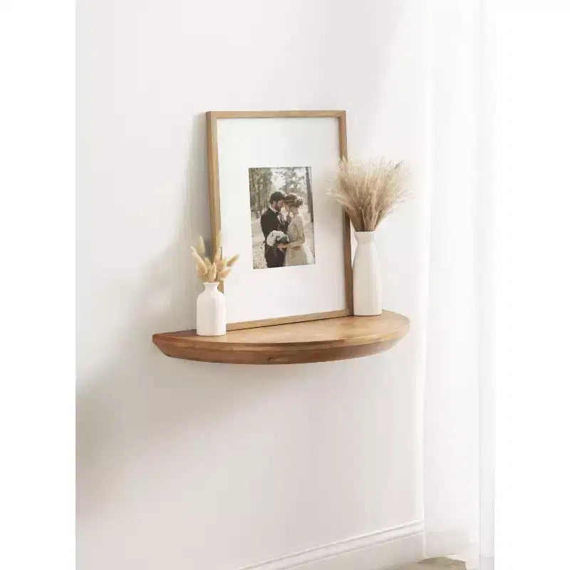 Console tavolo galleggiante in legno a semicerchio Kate and Laurel Colter, 28x3x14, naturale
