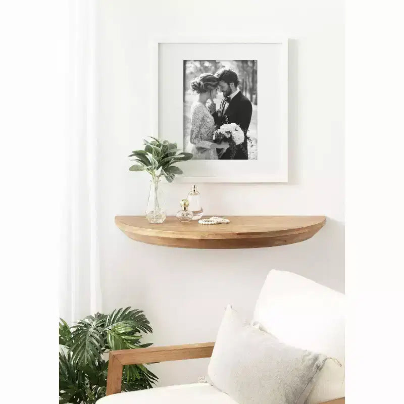 Console tavolo galleggiante in legno a semicerchio Kate and Laurel Colter, 28x3x14, naturale