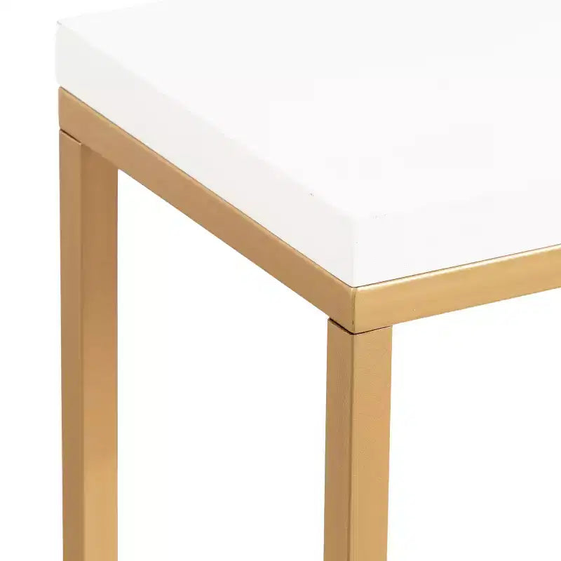 Kate and Laurel Truss, tavolo consolle rettangolare in MDF, 30x10x30, bianco e oro