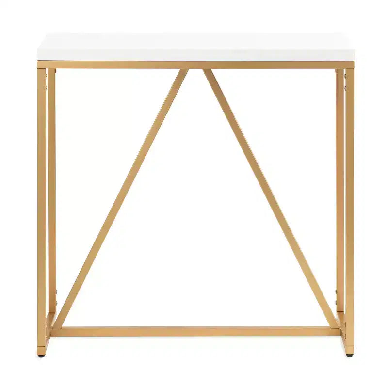 Kate and Laurel Truss, tavolo consolle rettangolare in MDF, 30x10x30, bianco e oro