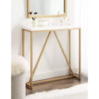Kate and Laurel Truss, tavolo consolle rettangolare in MDF, 30x10x30, bianco e oro