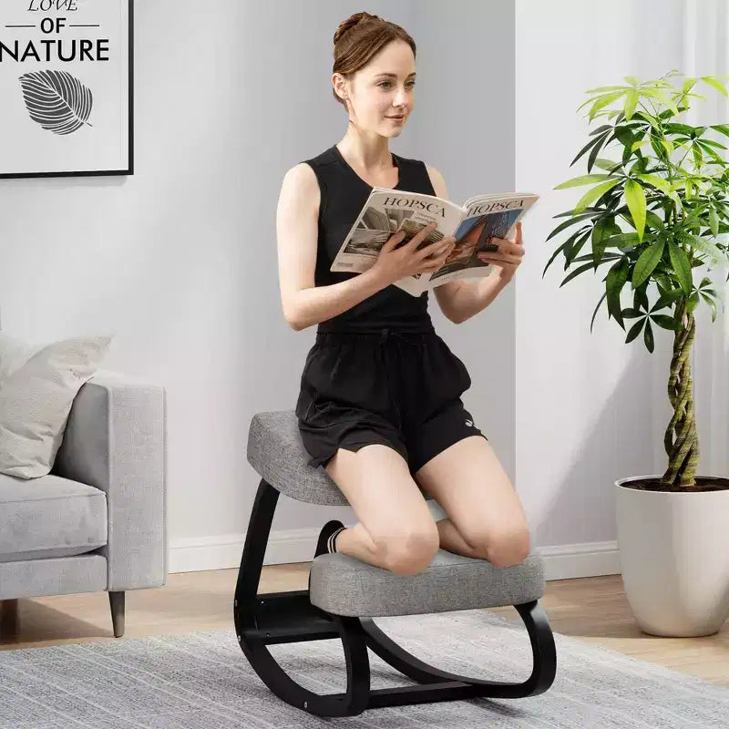 Sedia Ergonomica Inginocchiata a Dondolo Costway Cuscino Imbottito per la Correzione della Postura e il Sollievo dal Mal di Schiena