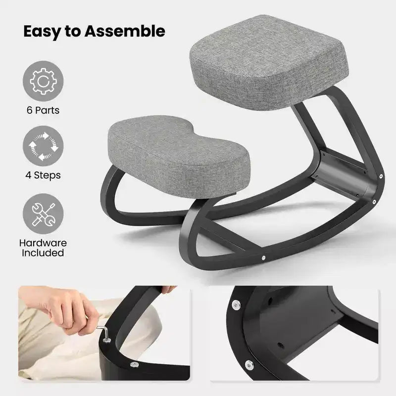 Sedia Ergonomica Inginocchiata a Dondolo Costway Cuscino Imbottito per la Correzione della Postura e il Sollievo dal Mal di Schiena