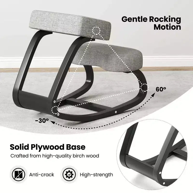 Sedia Ergonomica Inginocchiata a Dondolo Costway Cuscino Imbottito per la Correzione della Postura e il Sollievo dal Mal di Schiena