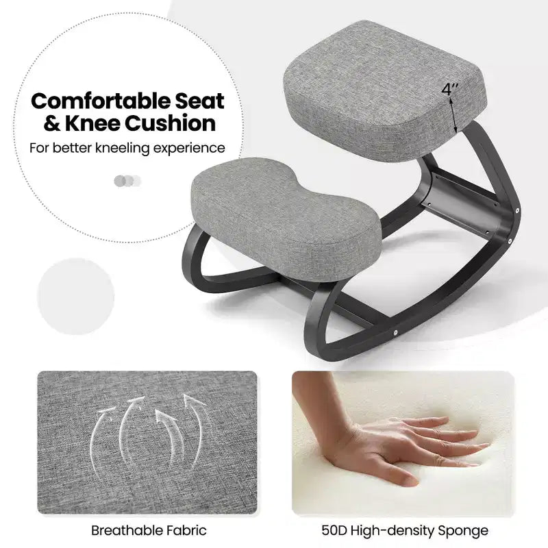 Sedia Ergonomica Inginocchiata a Dondolo Costway Cuscino Imbottito per la Correzione della Postura e il Sollievo dal Mal di Schiena