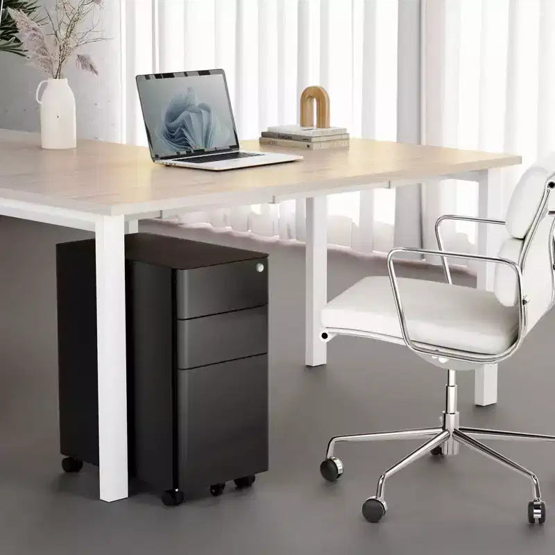 Mount-It! Cassettiera Portadocumenti Mobile con 3 Cassetti e Serratura | Design Sottile per Archiviazione e Organizzazione Sotto la Scrivania per Documenti, Cartelle e Forniture per Ufficio | Nero
